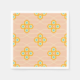 Servilleta De Papel Peach background hexagonal floral pattern