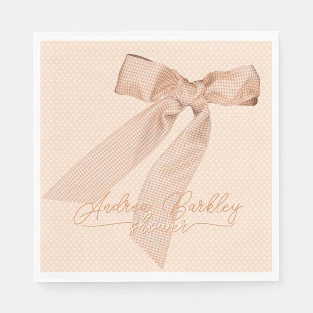 Servilleta De Papel Peach Bow Baby Shower (Anverso)