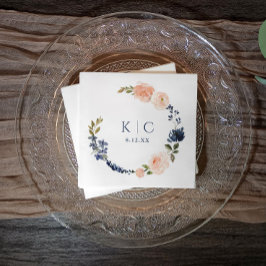 Servilleta De Papel Peach & Dusty Blue Botanical Garden Bridal Shower
