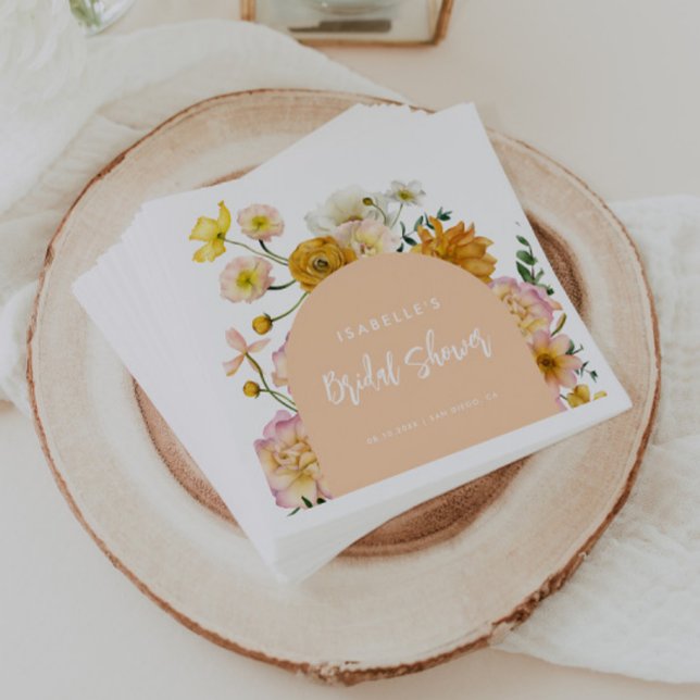 Servilleta De Papel Peach Floral Arch Bridal Shower (Subido por el creador)