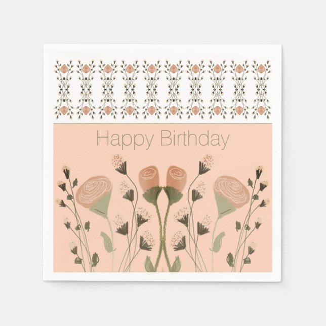 Servilleta De Papel Peach Floral Artsy (Anverso)
