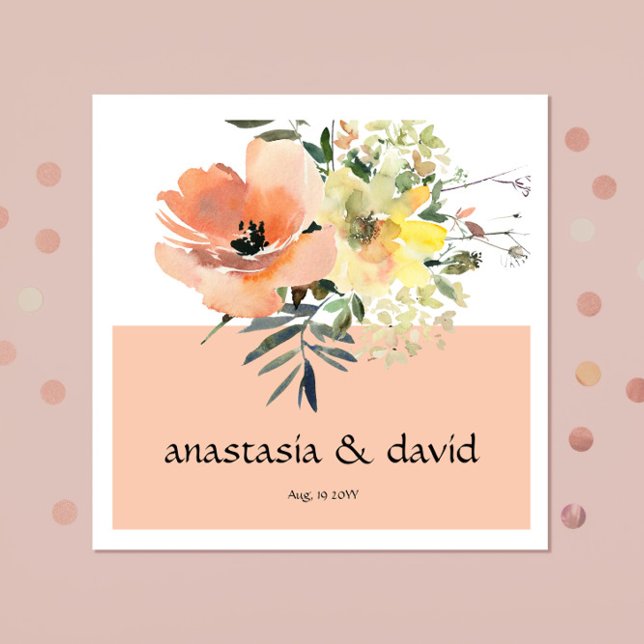Servilleta De Papel Peach Floral Boda Napkins (Subido por el creador)