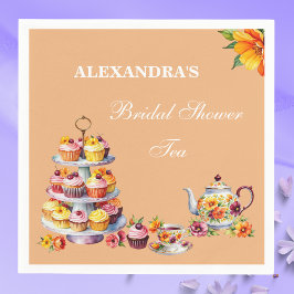 Servilleta De Papel Peach Floral Tea Fiesta Bridal Shower