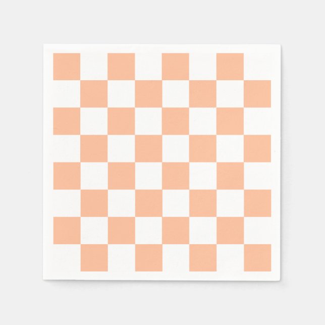 Servilleta De Papel Peach Fuzz Checkered Gingham Pattern (Anverso)