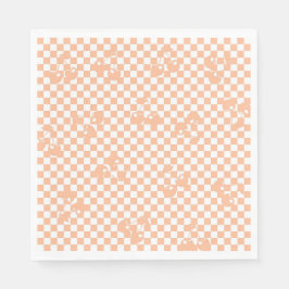 Servilleta De Papel Peach Fuzz Cherry Gingham Pattern