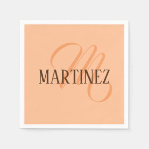 Servilleta De Papel Peach Fuzz Elegante Nombre Personalizado