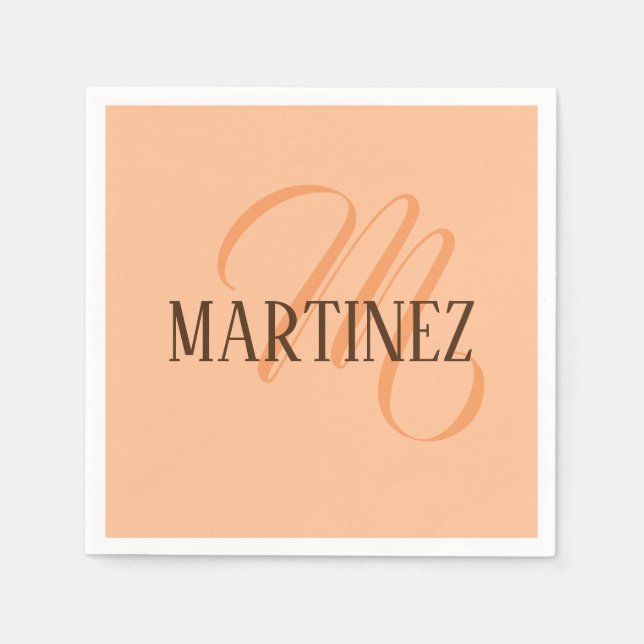 Servilleta De Papel Peach Fuzz Elegante Nombre Personalizado (Anverso)