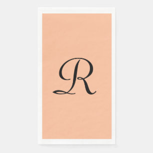 Servilleta De Papel Peach Fuzz y Black Monogrammed Paper Guest Toalla