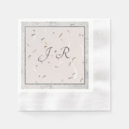 Servilleta De Papel Peach & Gray Marble Monogramado Napkins