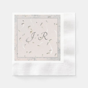 Servilleta De Papel Peach & Gray Marble Monogramado Napkins