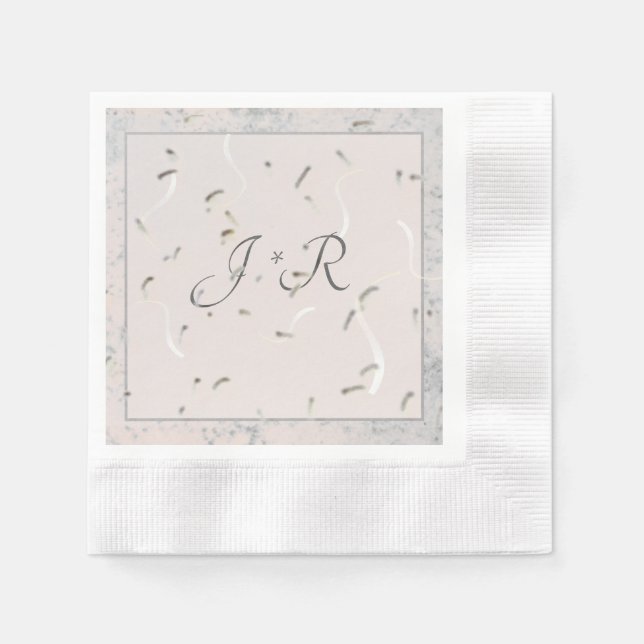 Servilleta De Papel Peach & Gray Marble Monogramado Napkins (Anverso)