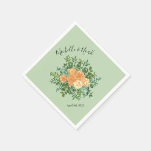 Servilleta De Papel Peach Green Boda Spring Pastel Floral