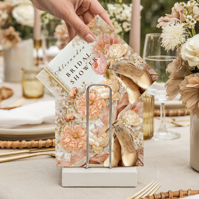 Servilleta De Papel Peach Meadow Boots Bridal Shower (Subido por el creador)