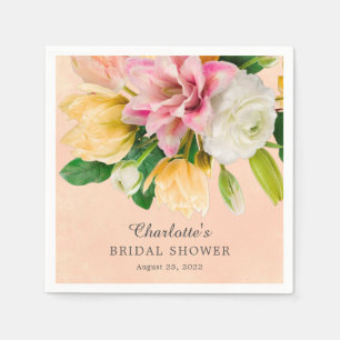 Servilleta De Papel Peach Meadow Floral Brillante