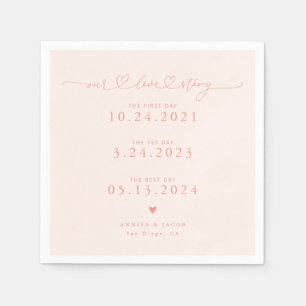 Servilleta De Papel Peach Our Love Story Script Hearts Boda