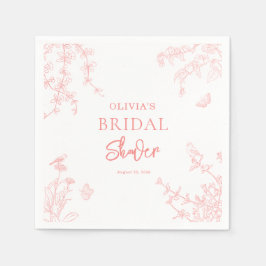 Servilleta De Papel Peach Peach Pink Garden Chinoiserie Bridal Shower