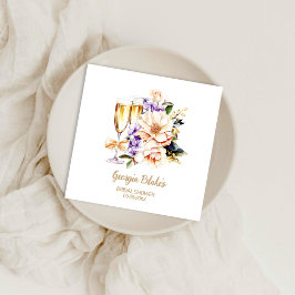 Servilleta De Papel Peach Purple Floral Champagne Glass Bridal Shower