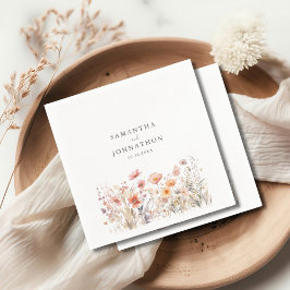 Servilleta De Papel Peach Wildflower Floral Watercolor Boda