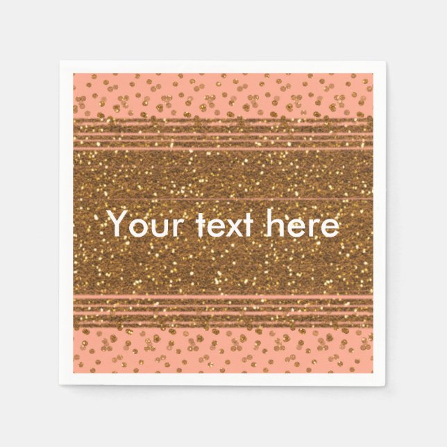 Servilleta De Papel Peachy Pink & Gold Confetti Dots Napkins Fiesta (Anverso)