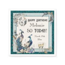 Peacock Cumpleaños Napkin