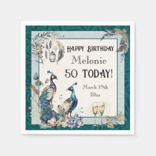 Servilleta De Papel Peacock Cumpleaños Napkin