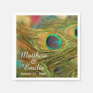 Servilleta De Papel Peacock Feathers Boda Napkins