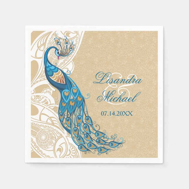 Servilleta De Papel Peacock Lace Elegance 2 Napkins Boda (Anverso)