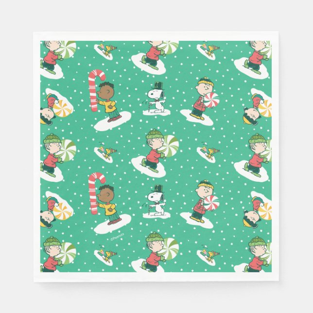 Servilleta De Papel Peanuts Peppermint Dreams Snowflake Pattern (Anverso)