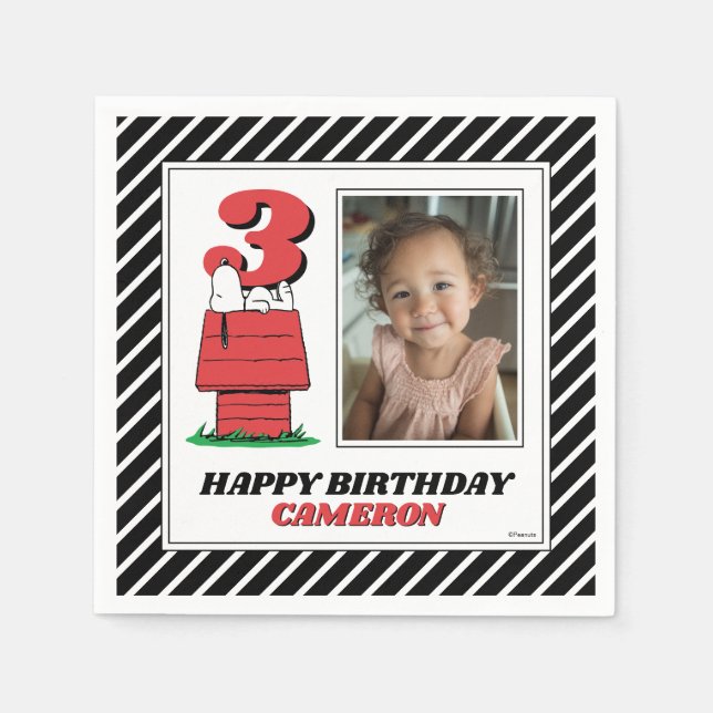 Servilleta De Papel Peanuts Snoopy Dog House Birthday Napkins (Anverso)