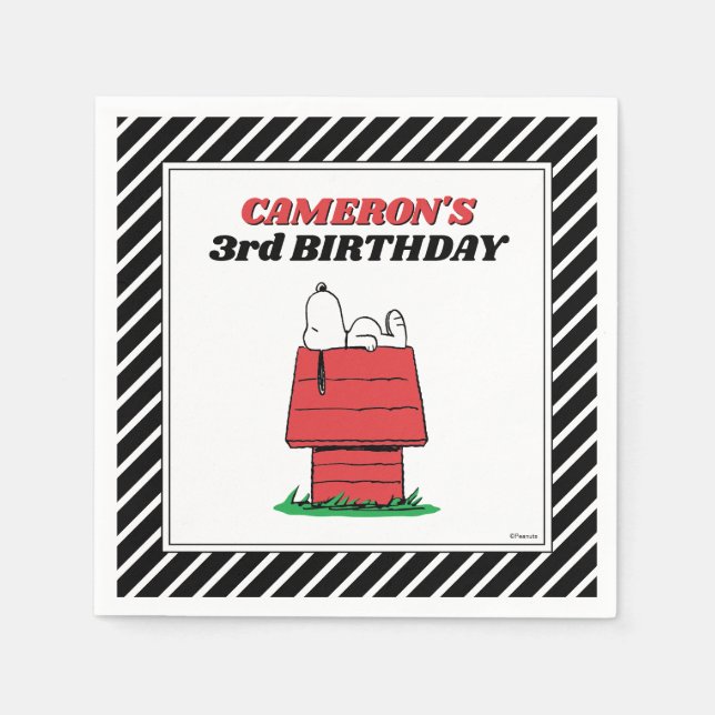 Servilleta De Papel Peanuts Snoopy Dog House Birthday Napkins (Anverso)