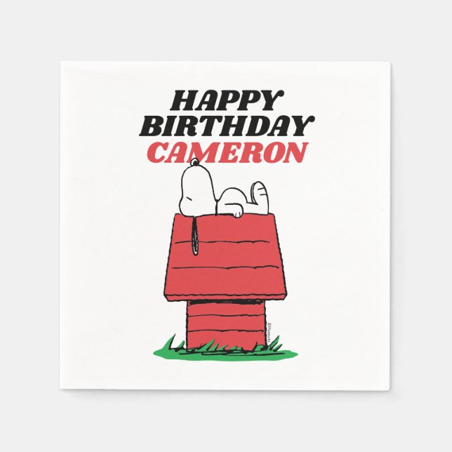 Servilleta De Papel Peanuts Snoopy Dog House Birthday Napkins (Anverso)