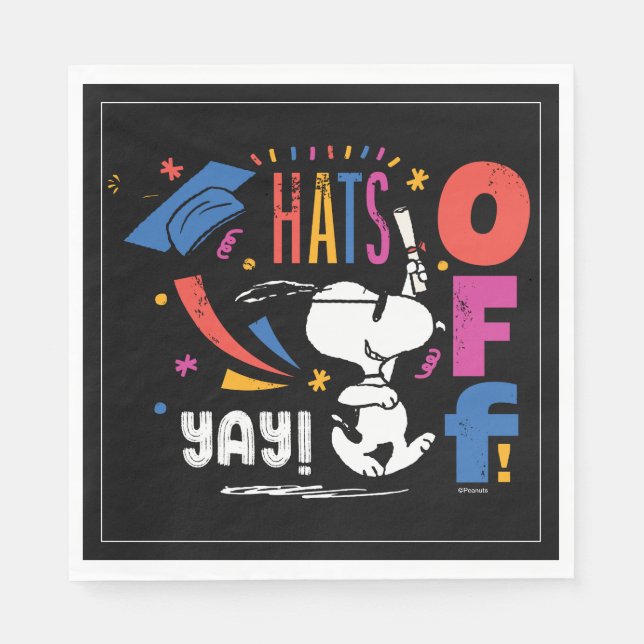 Servilleta De Papel Peanuts Snoopy Hats Off To You Graduation Congrats (Anverso)