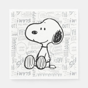 Servilleta De Papel PEANUTS   Snoopy on Black White Comics