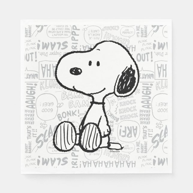 Servilleta De Papel PEANUTS | Snoopy on Black White Comics (Anverso)