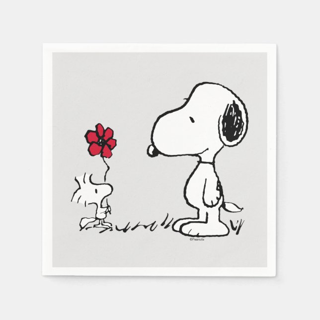 Servilleta De Papel Peanuts | Snoopy & Woodstock Red & Black (Anverso)