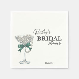 Servilleta De Papel Pearl and Bow Bridal Shower Napkin