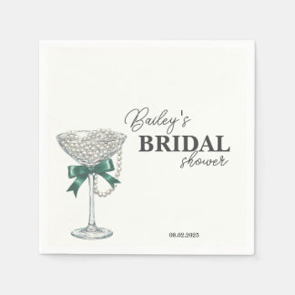 Servilleta De Papel Pearl and Bow Bridal Shower Napkin
