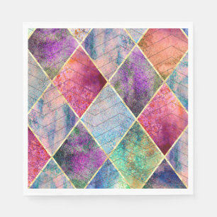 Servilleta De Papel Pearl Harlequin Herringbone Trippy Hippie Rainbow