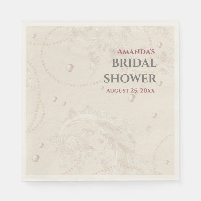 Servilleta De Papel Pearl Jewels Bridal Shower (Anverso)