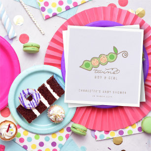 Servilleta De Papel Peas en un Chica de Pod Boy gemye a Fiesta de Baby