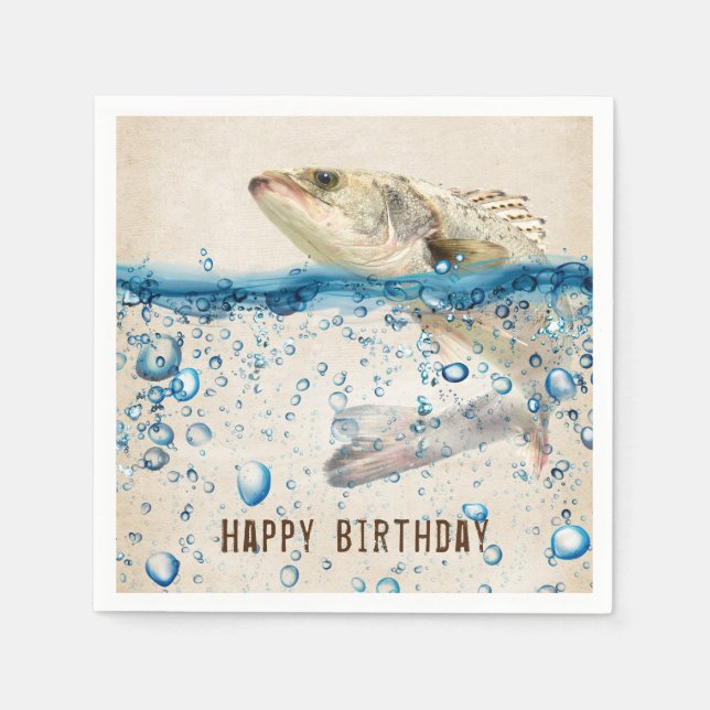 Servilleta De Papel peces de cumpleaños saltando del agua (Anverso)