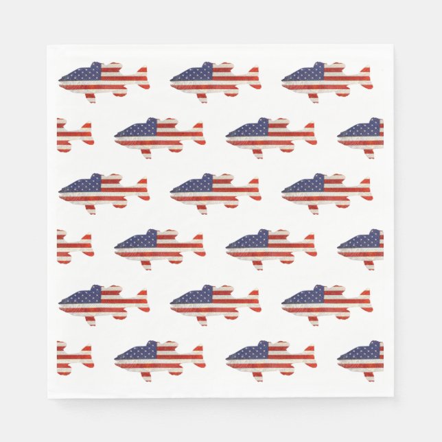 Servilleta De Papel Peces de la bandera estadounidense en blanco (Anverso)