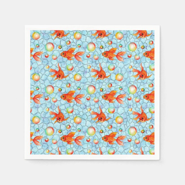 Servilleta De Papel peces dorados y burbujas de jabón (Anverso)