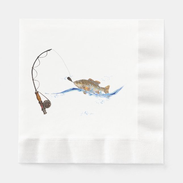 Servilleta De Papel peces en línea de pesca (Anverso)