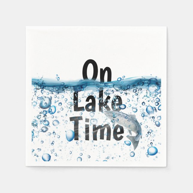 Servilleta De Papel peces grandes en el agua con burbujas (Anverso)