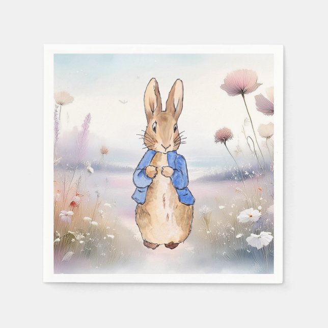 Servilleta De Papel Pedro el campo de la flor silvestre Rabbit (Anverso)