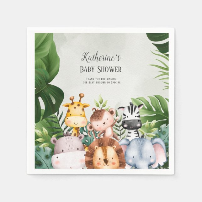 Servilleta De Papel Pegatina de animales de Safari de la Selva Cute (Anverso)