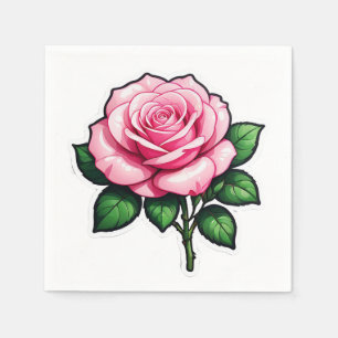 Servilleta De Papel Pegatina de flores rosa rosa transparente