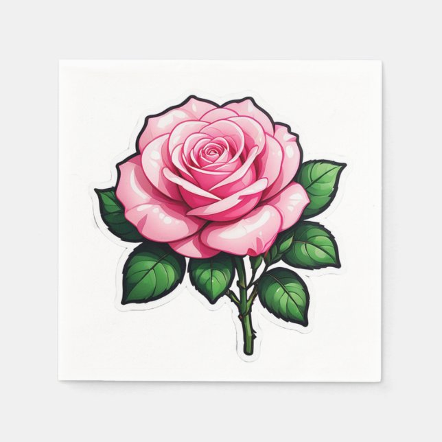 Servilleta De Papel Pegatina de flores rosa rosa transparente (Anverso)