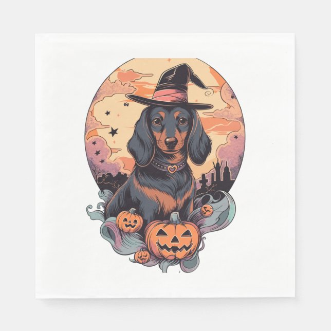 Servilleta De Papel Pegatina de Halloween Dachshund (Anverso)